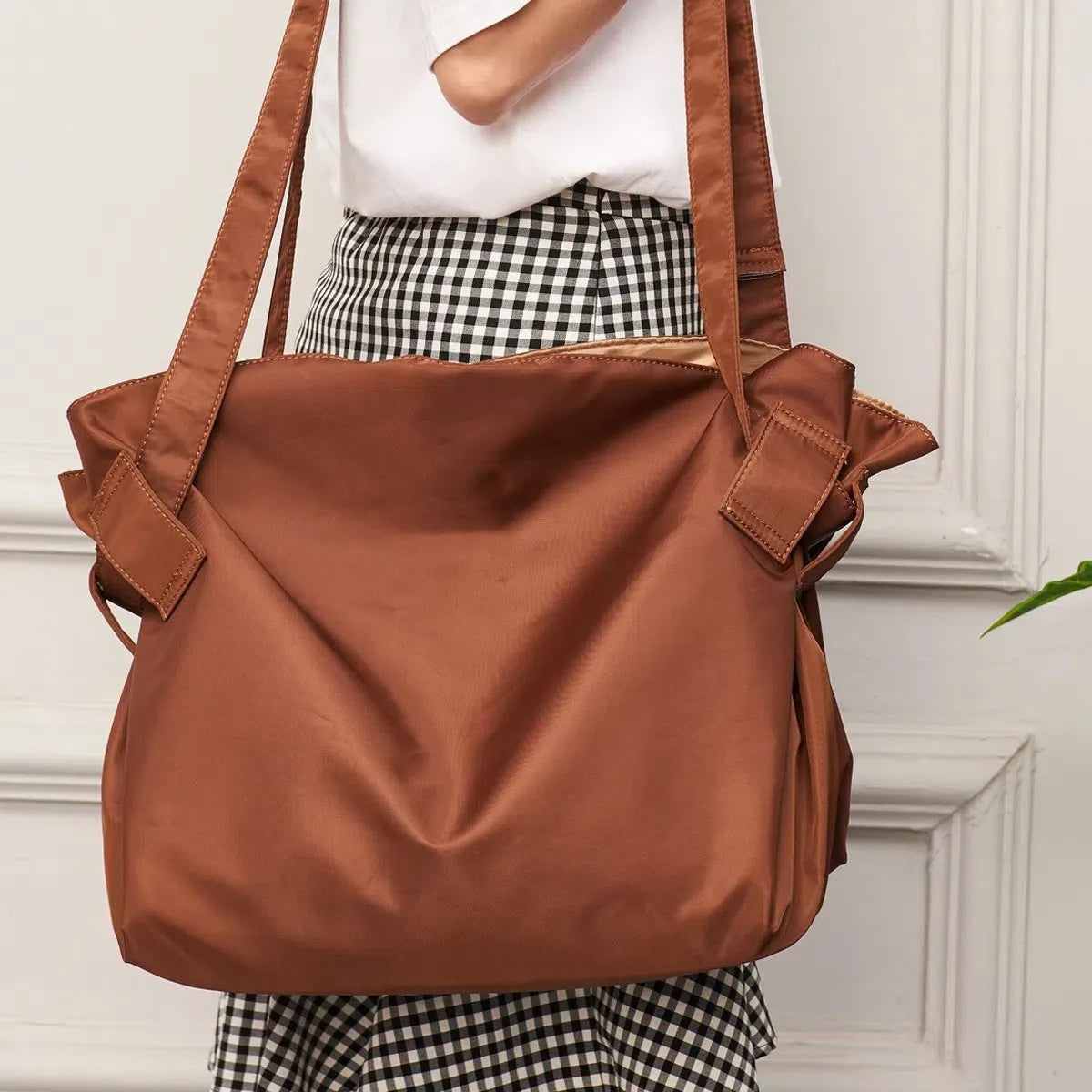 Foldable Shopping Geocery Bag Travel Camping Storage Large Capacity Tote Bag One-Shoulder Crossbody Duffle Women'S Picnic Bag