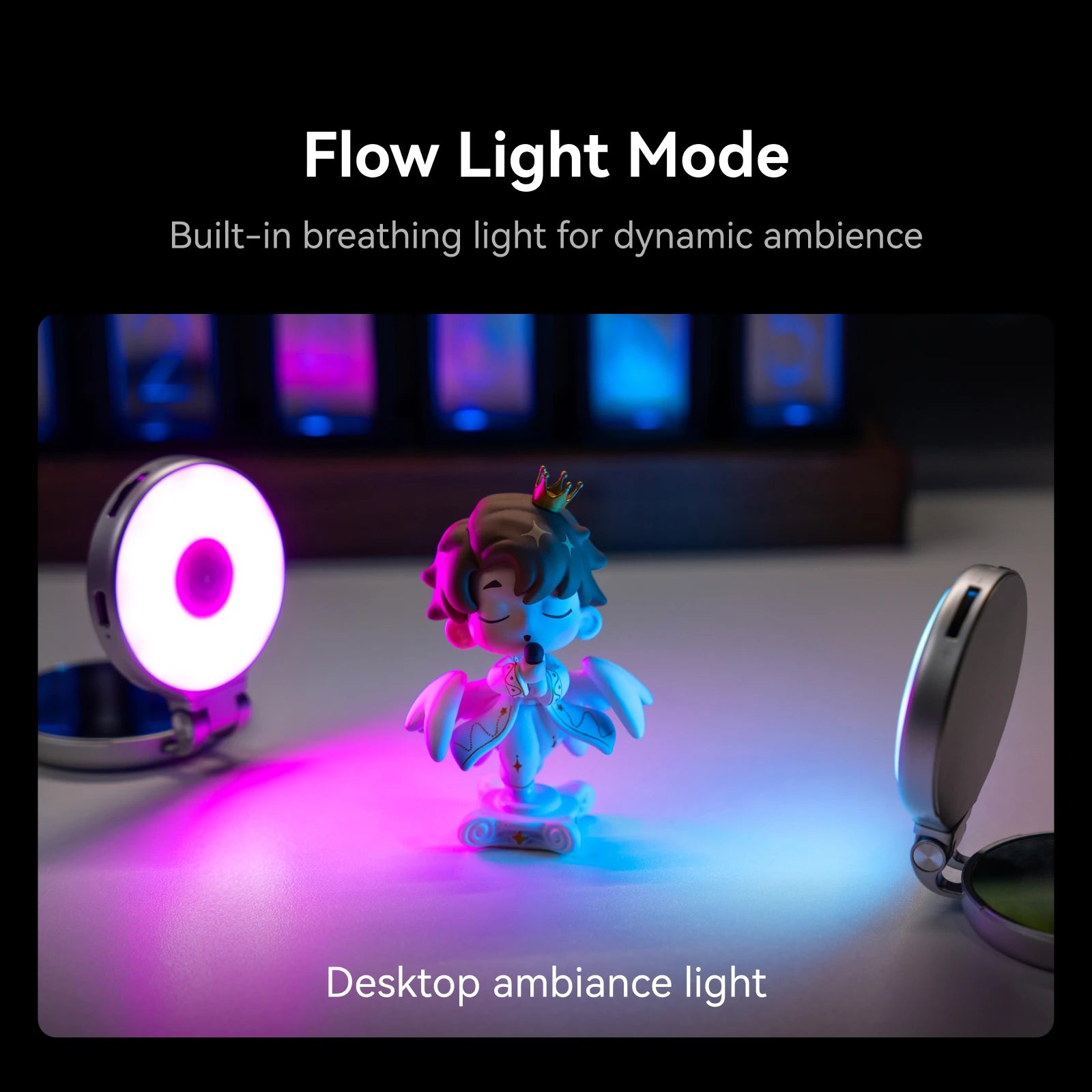 Magnetic 360° Rotation RGB Fill Light Mini Selfie Light 3 Mode Adjustable Color Brightness for Smartphone Iphone Android